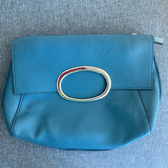 Blue handbag with removable sling - Picture 2 of 5